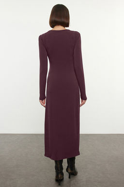 TRENDYOLMILLA Siyah Aksesuar Detayl? Fitted/Vucuda Otura Maxi Esnek Orme Elbise TWOAW25EL00462