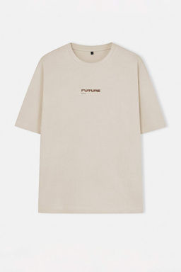 Tas Oversize/Genis Kesim Kabar?k Bask?l? %100 T-Shirt TMNSS23TS00171