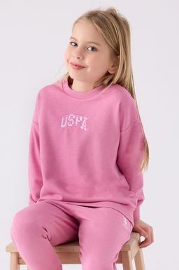 Розовый пижамный комплект для девочки Неожиданная скидка в корзине - U.s. polo assn фото 2