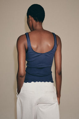 CAMISETA RIB TIRANTES ALGOD?N / Azul - Zara фото 3