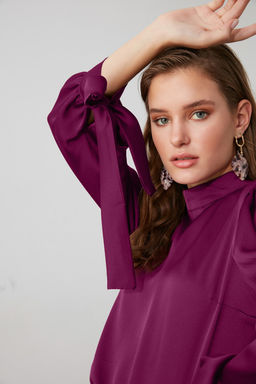 Murdum Baglama Detayl? Saten Dokuma Bluz TOFAW19FG0082