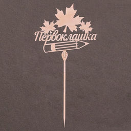 Цена за 5 шт. Топпер для торта деревянный «Первоклашка»