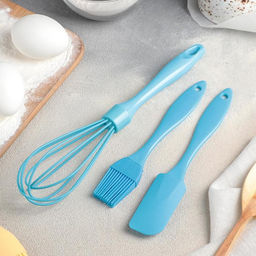 Набор для выпечки Доляна «Лето», 3 предмета: лопатка 18.7 см, кисть 17 см, венчик 26 см, МИКС