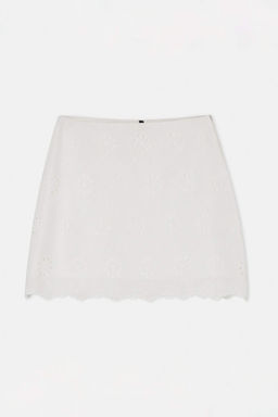 Beyaz Mini Brode Dokuma Etek TWOSS26ET00171
