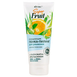 Super FRUIT Очищающая Пенка-пилинг д/умывания с чаем матча,апельсином, АНА и ВНА кислотами, 200 мл