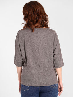 Теплая трикотажная кофта женская со стразами - Almond фото 4