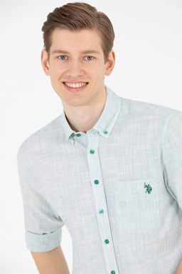 U. S. Polo Assn / Мужская зеленая рубашка с длинным рукавом - U.s. polo assn фото 3