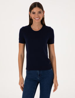 Lacivert Slim Fit Triko Ti__rt