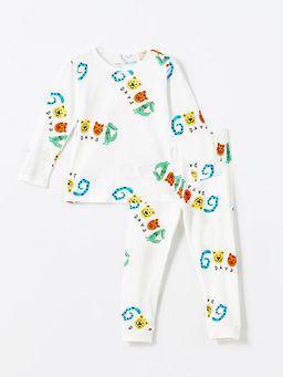 Bisiklet Yaka Uzun Kollu Bask?l? Erkek Bebek Pijama Tak?m?