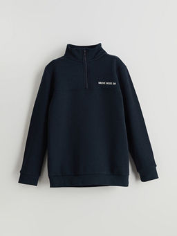 Dik Yaka Erkek ?ocuk Kal?n Sweatshirt