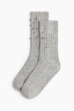 Calcetines en mezcla de lana con adornos de strass