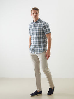 Regular Fit K?sa Kollu Ekose Erkek G?mlek