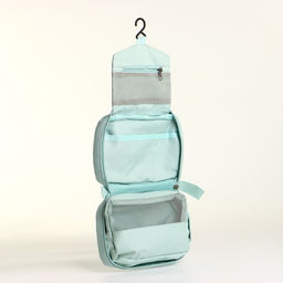 Косметичка-несессер дорожная на молнии, с карманом, крючком, ручкой, голубая