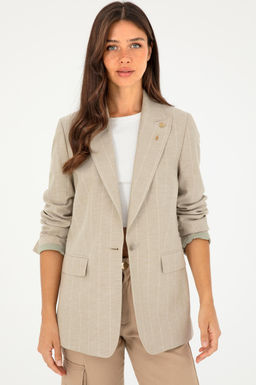 Куртка U.S. Polo Assn хлопок с льном хаки  фото 3