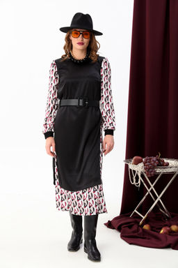 Платье NIKVA н926-2 ромбы бургунди и чёрный