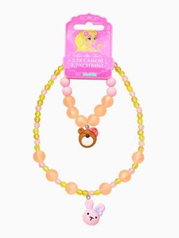 Набор детский «Выбражулька. Мишка и заяц», 2 предмета: бусы, браслет, разноцветный
