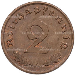 Монета 2 рейхспфеннига 1940 года A Германия