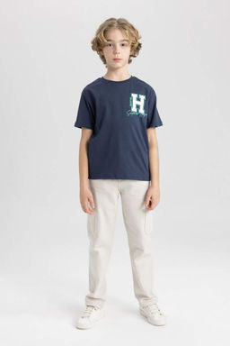Футболка с короткими рукавами и круглым вырезом для мальчиков с принтом - Defacto фото 2