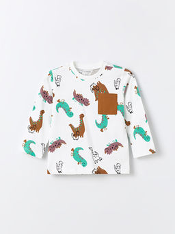 Bisiklet Yaka Uzun Kollu Bask?l? Erkek Bebek Ti??rt