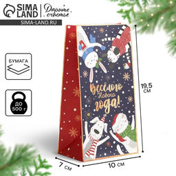 Цена за 10 шт. Пакет без ручек «Новогоднее время», 10×19.5×7 см
