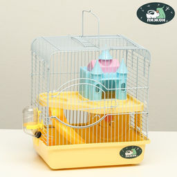 Клетка для грызунов Пижон, укомплектованная с замком, 27 х 21 х 31 см, жёлтая
