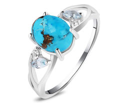 Кольцо, бирюза пресс. , лондон топаз кварц, Виталина