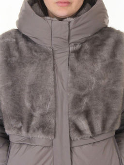 M-8869 GRAY/LILAC Куртка зимняя женская (150 гр. холлофайбер)