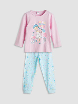 Bisiklet Yaka Bask?l? K?z ?ocuk Pijama Tak?m?