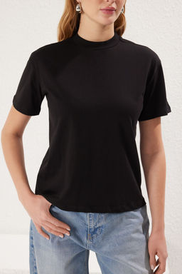 TRENDYOLMILLA Bej-Vizon 2li Paket %100 Pamuk Basic Dik Yaka Orme T-Shirt TWOSS20TS1500 фото 4