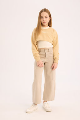 Bisiklet Yaka Bask_l_ 2li Sweatshirt K_z _ocuk - Defacto фото 2