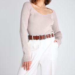 Ремень женский, ширина 4 см, люверсы, винт, пряжка металл, цвет коричневый - Simaland фото 2