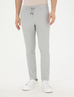Gri Slim Fit Gofre Ba_c_kl_ Kanvas Pantolon