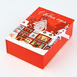 Складная новогодняя коробка-книга «Новогодний город», 21×15×7 см