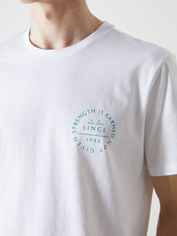 Bisiklet Yaka K?sa Kollu Bask?l? Penye Erkek Ti??rt