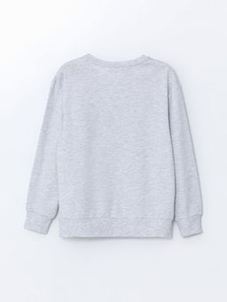 Bisiklet Yaka Bask?l? Erkek ?ocuk Sweatshirt