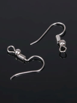 Цена за 5 шт. Швензы для сережек-крючки с бусиной (набор 5 пар), цвет серебро