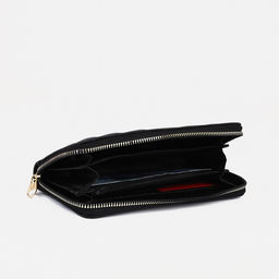Цена за 2 шт. Кошелёк на молнии, большой, 4 отделения, с прострочкой, чёрный