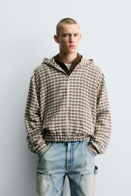 HOODED CHECK OVERSHIRT