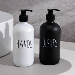 Набор дозаторов для мыла и моющего средства, 500 мл, стекло, чёрный, белый - Simaland фото 2