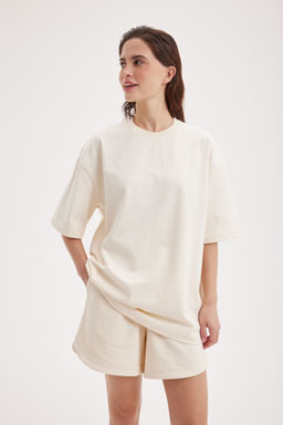 Футболка оверсайз из 100% хлопка "Лён" женская