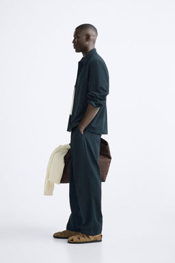 COTTON/LINEN SEERSUCKER OVERSHIRT - Zara фото 5