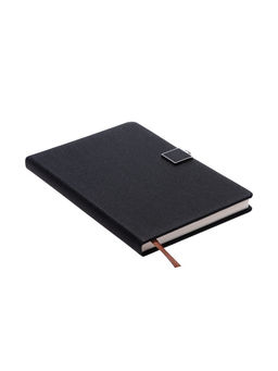 Ежедневник недатированный А5, с хлястиком, 96 листов, в линейку, пвх, черный - Simaland фото 2