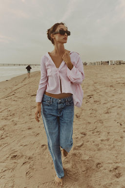CAMISA FLUIDA CON LINO / Rosa / Blanco - Zara фото 9