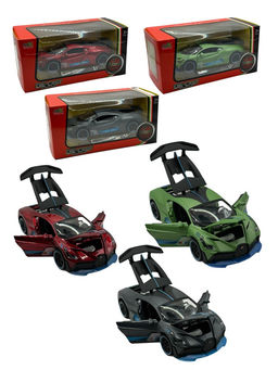 Металл. модель 15,5см "Bugatti (1:32)" откр-ся 2 двери, капот и багажник (HN3206) сигнализация, свет фар и стоп-ов, звук, инерция, 3цв.; в коробке
