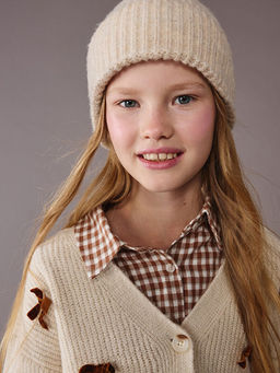 V Yaka Fiyonk Detayl? K?z ?ocuk Triko H?rka