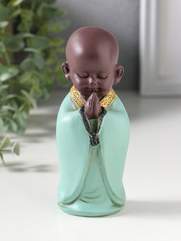 Фигурка полистоун «Маленький Будда в бирюзовом одеянии - приветствие», 5×5×12.5 см