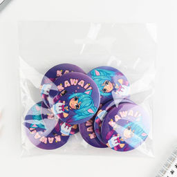 Цена за 10 шт. Значок закатной Аниме Каваи, d=5.6 см