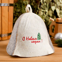 Шапка для бани и сауны «С Новым годом!», шерсть, полиэстер, «Добропаровъ»