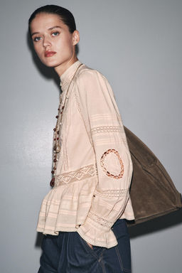ZW COLLECTION EMBROIDERED ROMANTIC SHIRT - Zara фото 6