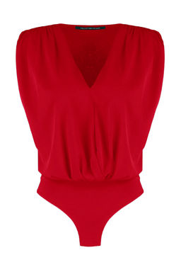 K?rm?z? Vatkal? Kruvaze Yaka Esnek C?tc?tl? Orme Body TWOSS23BD00007